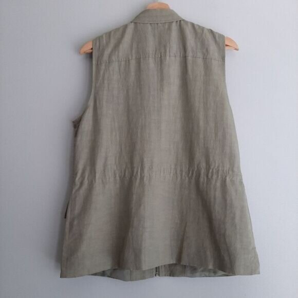 NORDSTROM COLLECTION / Full-Zip Vest Sage Green Utility Style Sz M - Picture 7 of 11